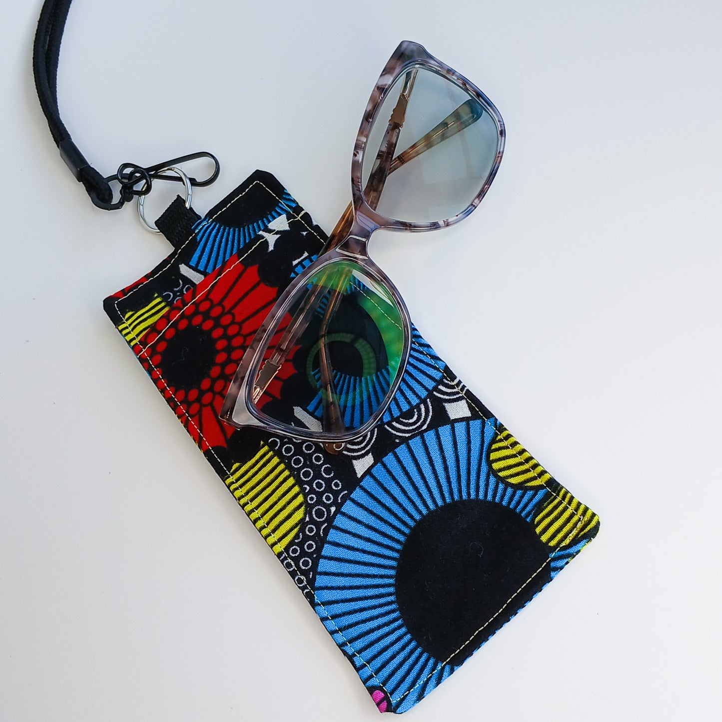 Single-Sided Cotton Eyeglass/Ink Pen Holder w/Lanyard